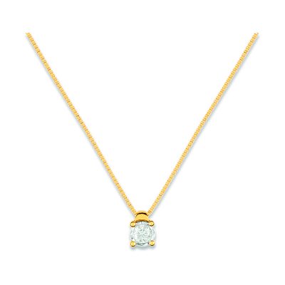 Collier solitaire diamant 0,04 carat sur or jaune