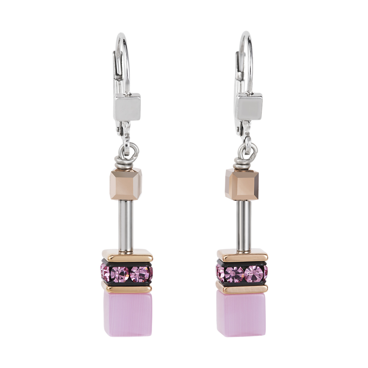 Boucles d’oreilles GeoCUBE® Rose Clair Cœur de Lion - Bijouterie Goupil